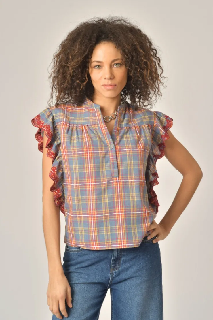 Orfeo Paris Blouse Alexa Carreaux> Chemises & Blouses