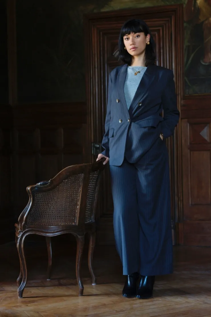 Orfeo Paris Pantalon Sally Rayures Bleu> Pantalons & Jeans